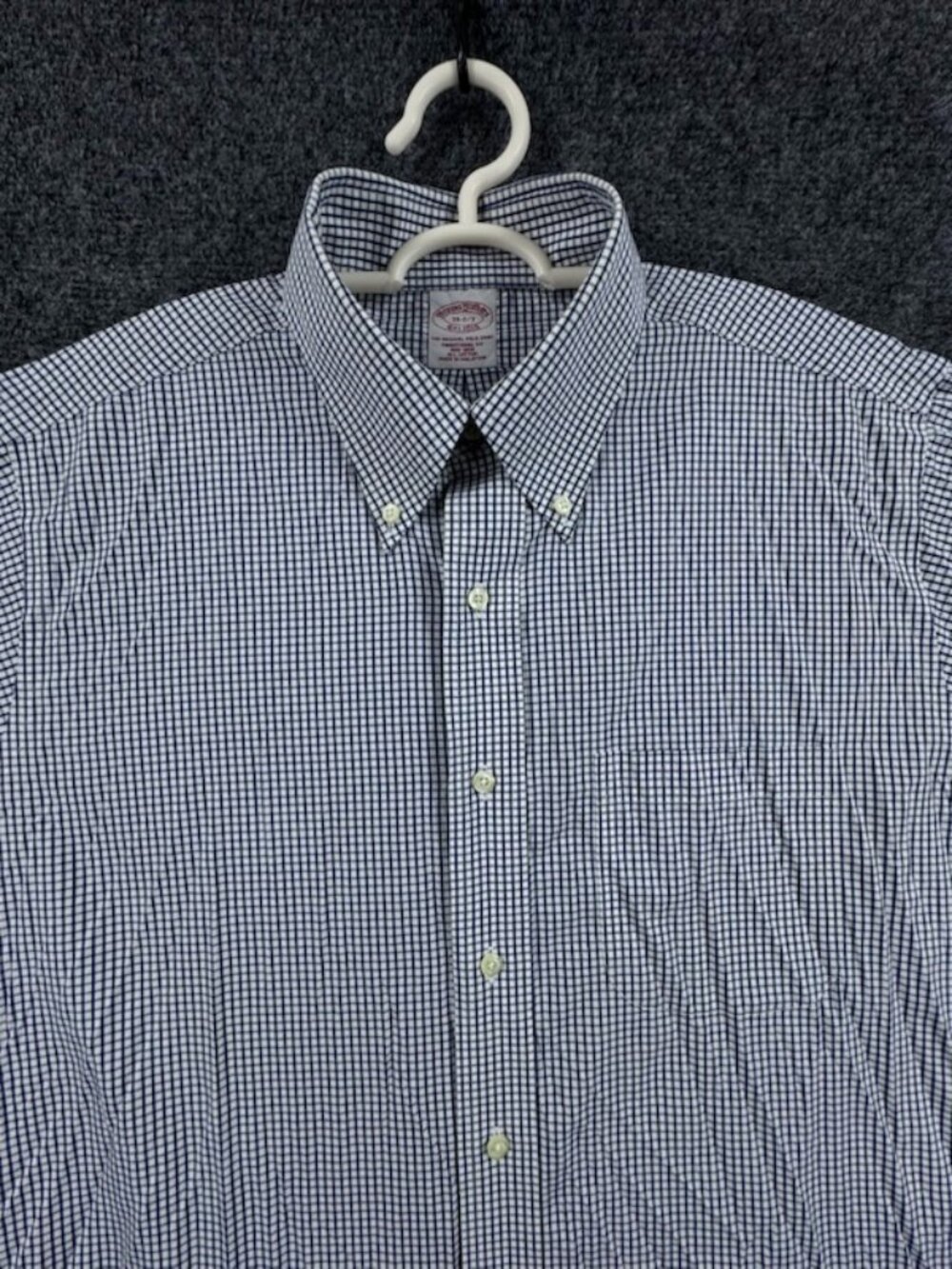 Brooks Brothers Check 16 2/3 Men Non-Iron Button-Down Blue White Traditional